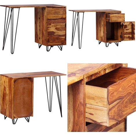 Schreibtisch mit 1 Schublade und 1 Schrank Massivholz - Holz Schreibtisch - Palisander Tisch - Vintage Schreibtisch - Industrieller Schreibtisch - Handgefertigter Schreibtisch - Home & Living