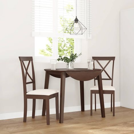 vidaXL Esszimmerstühle mit Kissen 2 Stk. Braun Massivholz Gummibaum (1/5)