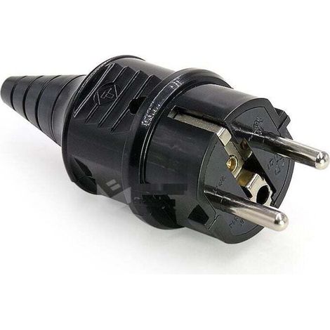 Prise electrique male Fiche electrique 250V 16A Prises Males pour Câble 6 - 16mm Protection IP44 Adaptée à Intérieur Fiches de Rechange Noir 2 Pièces (1/5)