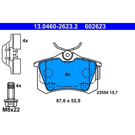 Kit de plaquettes de frein, frein à disque ATE 13.0460-2623.2 CITROËN 3649110