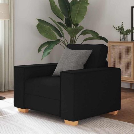 Fauteuil 60 cm noir tissu rembourré avec coussins et dossiers amovibles (1/5)