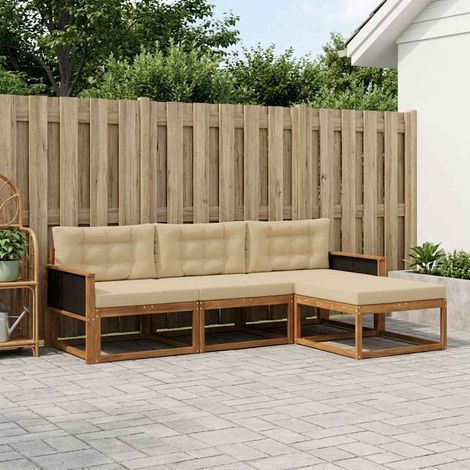 vidaXL Outdoor-Sofagarnitur mit Kissen 4 pcs Natur und Beige (1/5)