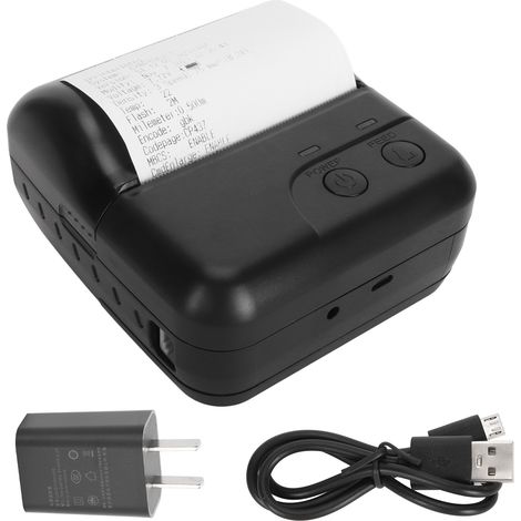 80 mm Imprimante thermique POS Bluetooth portable mini reçu, poche sans fil pour commande taxi bureau, prise américaine 100‑240V (1/5)