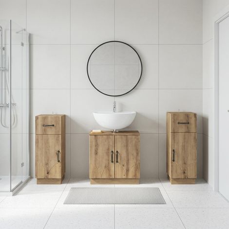 vidaXL 3 Piece Bathroom Cabinet Set HOORN Artisan Oak Engineered Wood (1/5)