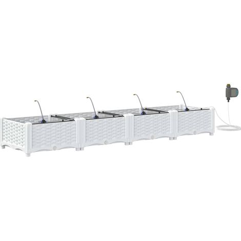 Maison Exclusive - Vaso da giardino 4 pcs Bianco 160 x 40 x 22 cm Plastica