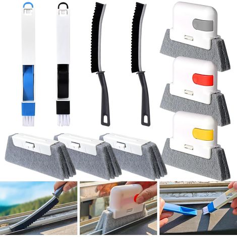 Window sill cleaning tool,  10-piece magic door window track cleaning tool kit,  sliding door track cleaner,  groove crevice cleaning brush (1/5)