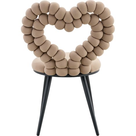 Chaises de salle à manger en velours camel (lot de 2) – dossier découpé triangulaire, pieds en métal pulvérisé noir, stables pour salle à manger, entrée et salon (1/5)