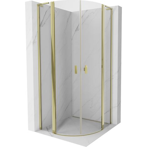 Mexen Mist L cabine de douche quart de cercle pivotante 90 x 90 cm, transparent, or - 8A32L-090-090-50-00 (1/5)