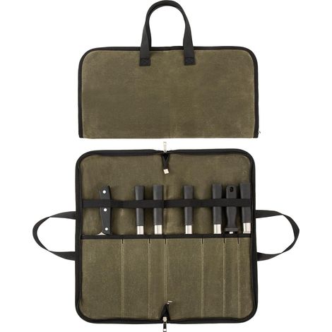 Étuis à couteaux robustes, pochettes à couteaux 4 compartiments, étuis à couteaux de chef avec poignées. Étuis à couteaux portables, parfaits pour les voyages en famille et le camping. (1/5)