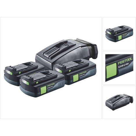 Festool Energie Set 3x BP 18 Li 3,0 C Akku 18 V 3,0 Ah / 3000 mAh Li-Ion ( 3x 577658 ) + TCL 6 Ladegerät ( 201135 )