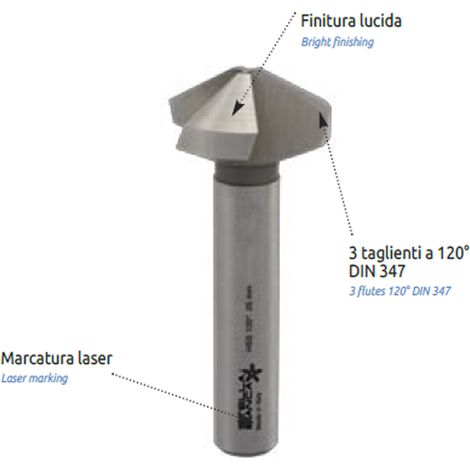 FRESA SVASATORE PER TRAPANO HSS 3 TAGLIENTI A 120°SVASARE VARI DIAMETRI STELLA B, "6,3mm" (1/2)
