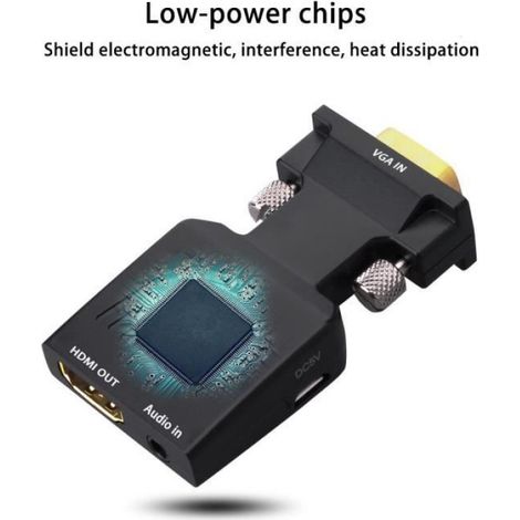 Convertisseur VGA vers HDMI - 1080p - Audio Stéréo Jack 3,5 mm - Connecteur Plaqué Or - 1 Pièce (1/4)