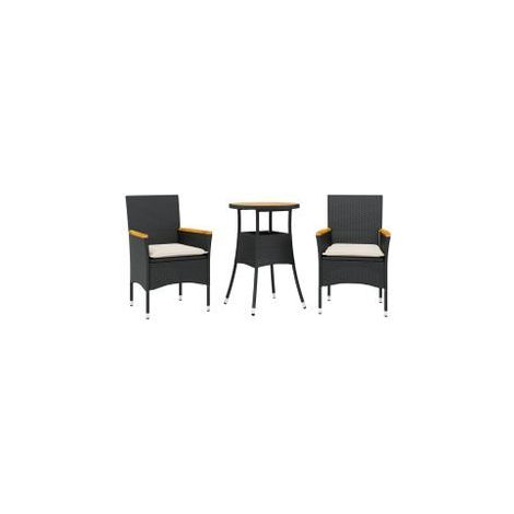 Ensemble à manger de jardin et coussins 3 pcs noir rotin acacia (1/5)