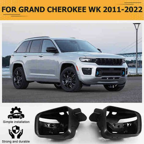 1 Paar Rückspiegelrahmen mit Löchern für Bodenleuchten für Jeep Grand Cherokee WK und Dodge Durango (Baujahre 2011–2022) (1/5)