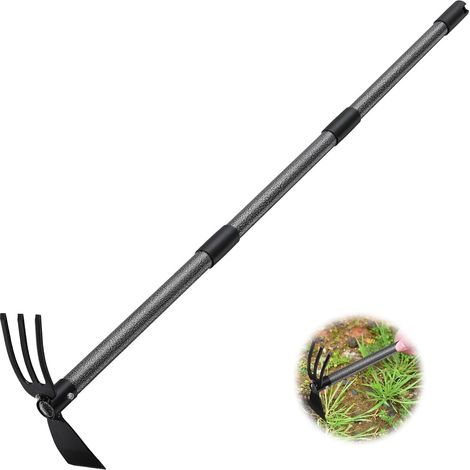 Garden Hoe with 2 Claws, Width 114 cm, Garden Hoe Trident Hoe for Tilling and Weeding Soil, Manual Gardening Cultivator (1/5)