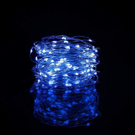 10 pièces 2m guirlande lumineuse 20 LED à piles cordon de fée lumière étanche fil de cuivre cordon étoilé pour bricolage fête de mariage décoration de Noël (bleu) (1/4)
