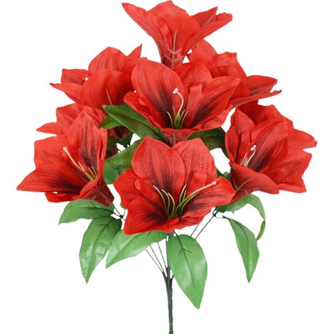 Bouquet artificiel Clivia Fausse Fleur Simulation en Soie avec Fleur de 48cm et Diamètre 15cm, Composition de 10 Têtes Rouge, Blanc, Violet, Rose, Orange, Rose Clair pour Décor Maison Mariage Bureau S (1/5)