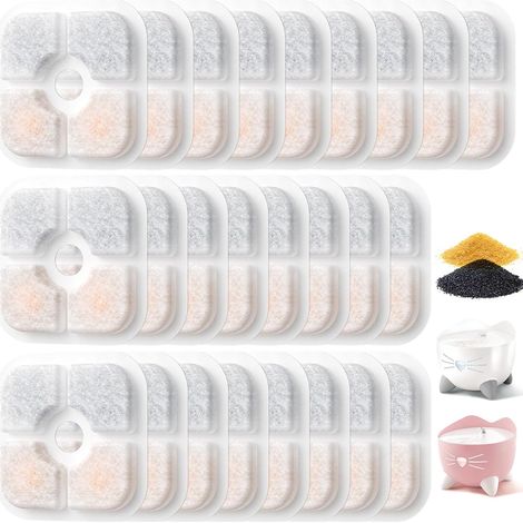 Lot de 25 Filtres Fontaine Chat, Catit Pixi, Multi-Couches, Non-Tisse, Charbon, Resine, Eau, Animal (1/5)