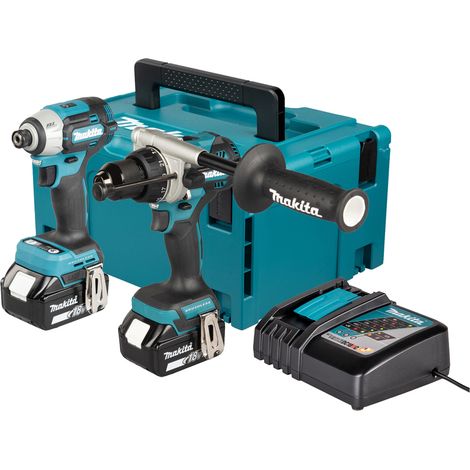 Makita DLX2566TJ 18V LXT Brushless Combi Drill & Impact Driver Kit - 2 x 5.0Ah Batteries, Charger & Case