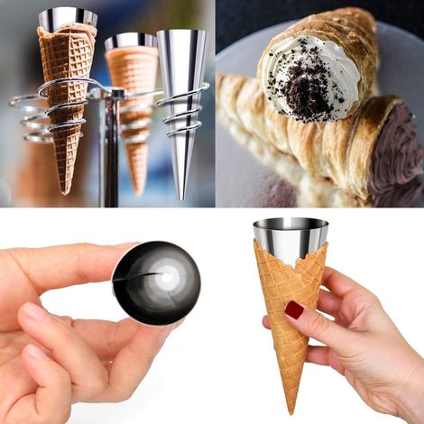 10 Moules à Cornets en Acier Inoxydable, Formes à Cônes de Pâtisserie, Supports pour Crème Glacée en Forme de Cône (1/5)