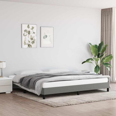 Cama sin colchón tela gris oscuro 200x200 cm (1/5)