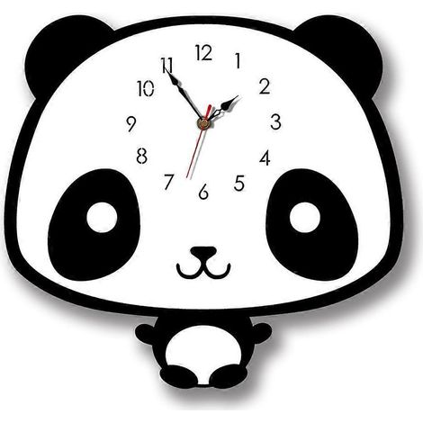 Panda-Wanduhr (stumm) – Dekoration für Zuhause, Schlafzimmer, Wohnzimmer und Büro