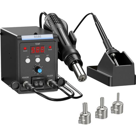 Station de soudage, pistolet à air chaud 700W, fer à souder 60W, 220V UE Noir (1/2)