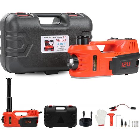 Cric Hydraulique Électrique 5T, 4 in 1 Cric électrique Voiture 12V avec Pompe Gonflable et lumière LED, 150-450mm Leve pour Voiture Pickup SUV Changement de Pneu Garage Réparation (1/5)