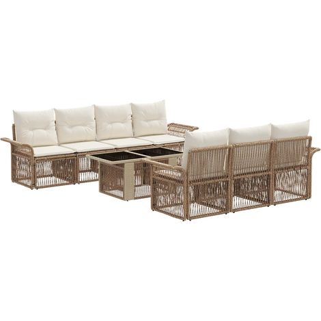 Gartensofa-set 8 stk. Beige und Cremeweiß Poly-Rattan vidaXL (1/5)