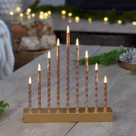 26cm Battery Operated Gold Light up Christmas Candle Bridge with 9 Warm White LEDs (1/2)
