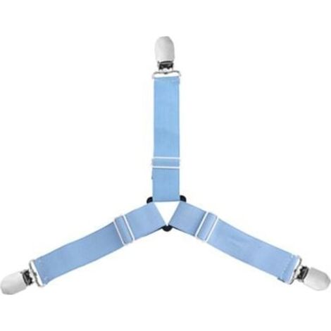Lot de 8 tendeurs de drap réglables, sangles de fixation universelles pour tous lits et matelas, couleur bleue (1/4)