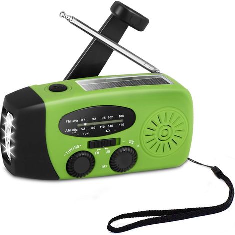 Radio d'urgence solaire avec lampe torche LED et batterie de secours rechargeable 2000 mAh (1/5)