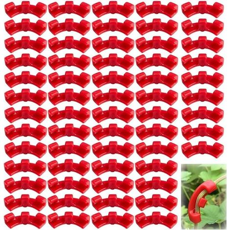 100 Pieces Cintreuse de Clips de Support pour Plantes, 90°Clips pour Plantes Cintreuse, Cintreuse de Support pour Plantes Grimpantes pour Guider Direction Croissance Plantes (Rouge) (1/5)