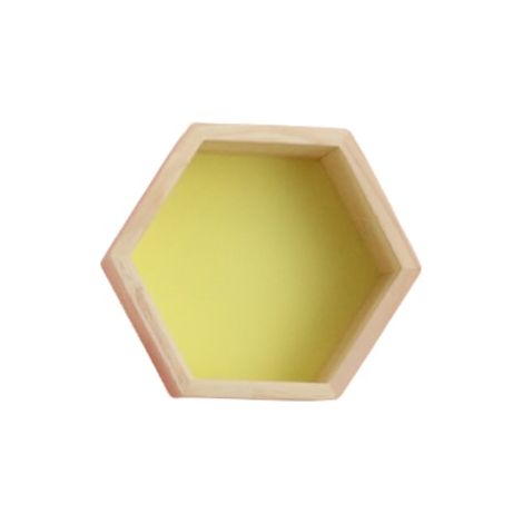 Étagère murale en bois massif, présentoir hexagonal en nid d'abeille, petit modèle, couleur jaune (1/5)