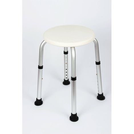 Tabouret de douche réglable 35-55 cm polyéthylène blanc/argent (1/4)