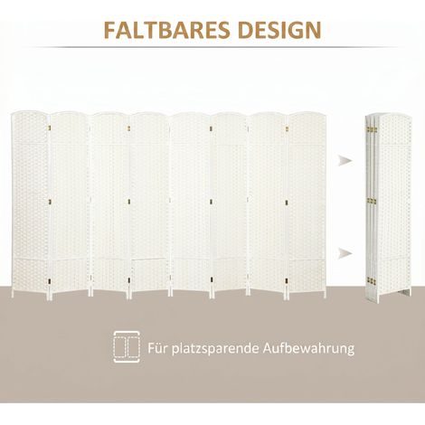 Panneau de séparation 8 panneaux, paravent pliable, cloison de confidentialité pour salon, chambre, bureau à domicile, blanc (1/5)