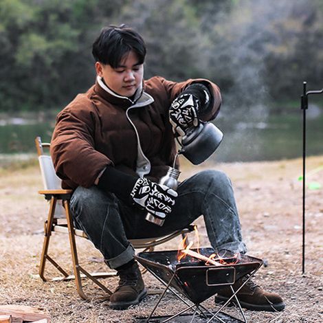 Gants d'isolation thermique ignifuges, résistants aux hautes températures, Camping en plein air pique-nique barbecue, doublure en coton (1/5)