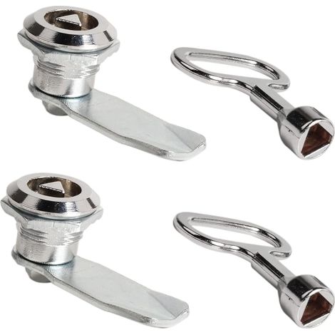 2 Ensembles Verrou de Boîte aux Lettres 20mm Serrure Meuble Serrure à Douille Clé Triangulaire en Alliage de Zinc pour Armoires (1/5)