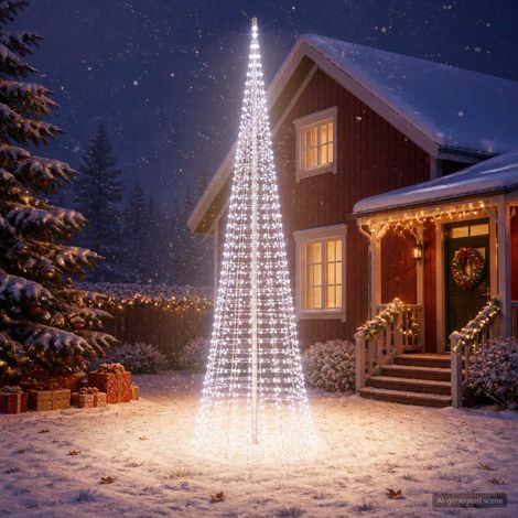 vidaXL Árbol de Navidad con luces, estacas y mástil 500 cm 1534 LED (1/5)