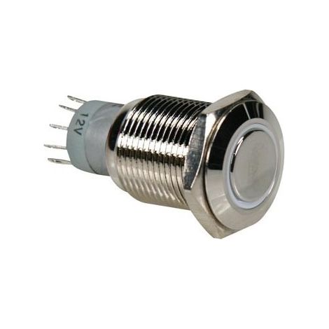 Bouton-poussoir métallique rond spdt 1no 1nc - anneau blanc