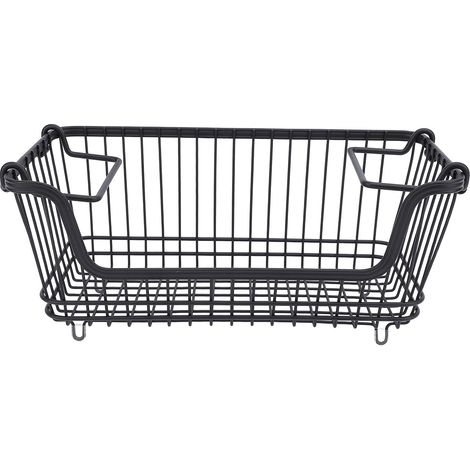 Panier de congélation empilable, conteneur de rangement en fil métallique avec ouverture frontale et poignée pliable pour le stockage des fruits et légumes. (1/5)