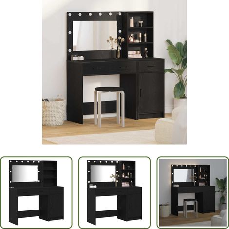 Schminktisch Holz - Schminktisch mit Spiegelbeleuchtung 2 pcs Schwarz Holzwerkstoff (1/5)