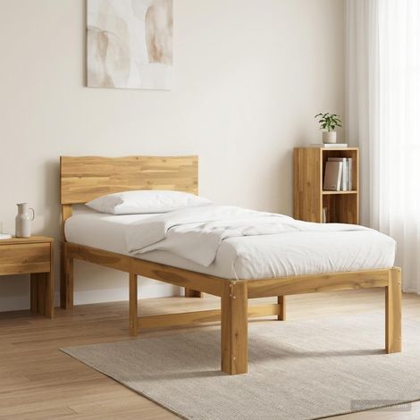 vidaXL Single Bed Frame with Headboard ROSTOCK Whitewash 80 x 200 cm (1/5)
