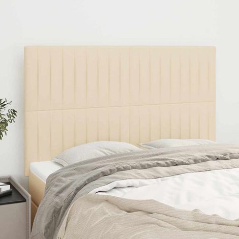 vidaXL Tête de lit Crème 144x5x118/128 cm Tissu (1/5)