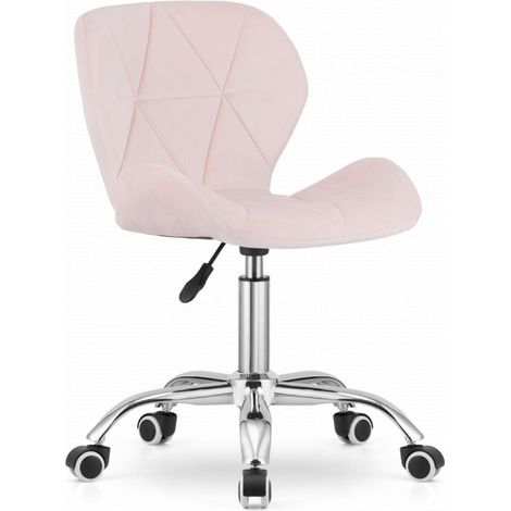 Silla de oficina giratoria de terciopelo rosa, respaldo ancho (1/5)