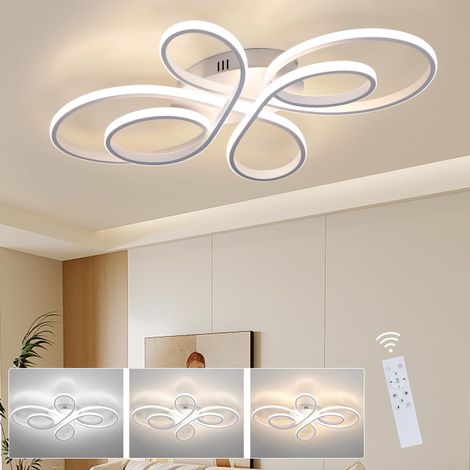 Plafonnier LED 82 W à intensité variable, Lustre LED à anneaux floraux avec télécommande, Plafonnier LED moderne 80 cm, 3 températures de couleur (1/5)