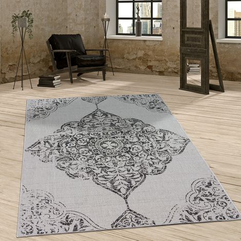 Paco Home In- & Outdoor Teppich Vintage Design Ornamente Paisley Muster Elegant In Grau 120x170 cm