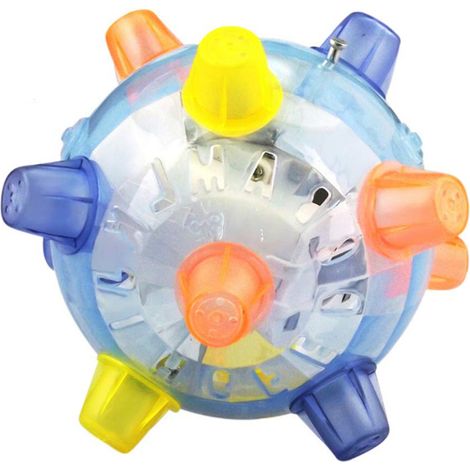 Balle musicale rebondissante avec lumières clignotantes, balle interactive pour chiens, chats et autres animaux de compagnie, couleur bleue. (1/5)