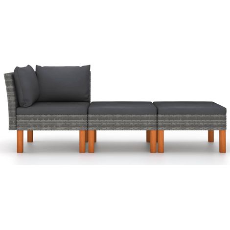 Maison Exclusive - 3-tlg. Garten-Lounge-Set Poly Rattan und Eukal