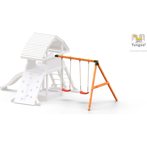 Fungoo Modul "Move Red", teak, Anbauschaukelgestell mit 2 x Schaukelsitz (1/5)